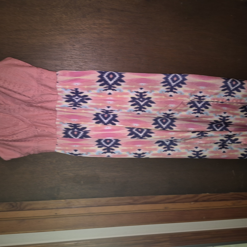 No Boundaries Pink and Blue Patterned Kids Dress